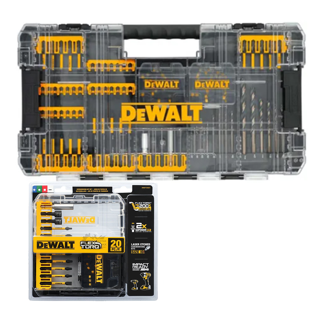 JUEGO DE BROCAS DE IMPACTO 100PZAS DEWALT DWANGFT100SET